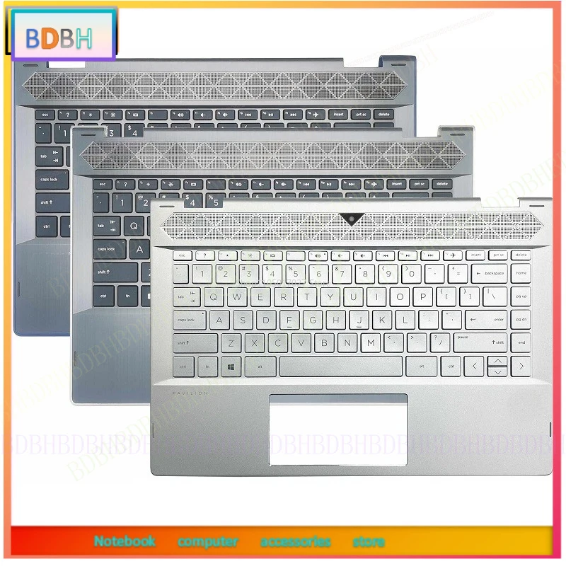 New US Keyboard for HP Pavilion X360 14 14-CD 14T-CD 14M-CD TPN-W131 Laptop Palmrest Top Case Upper Cover Backlit Replacement