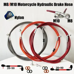 28°~90°AN3 M8/M10x1.25mm Banjo Motorcycle High-Pressure Steel Throat Brake oil Pipe Stainless Steel Braided Pipe line 30~500cm