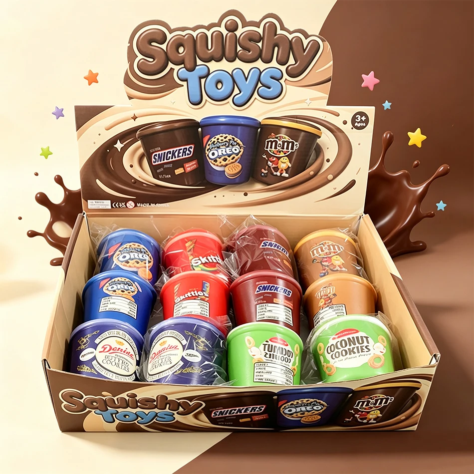 Blind Box Squishy Snack Bucket Shaped Squishy Soft Toy Premium Slow Rise Relieve Study Stress Kids Birthday Party Gift
