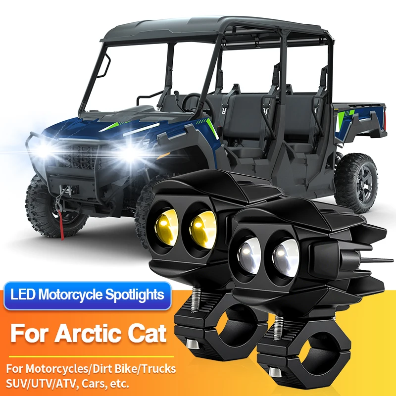 1 Set LED Motorcycles Headlights Dual Color Spotlight Truck Car SUV ATV Off Road for Arctic Cat Prowler Pro/Riot 6000 8000 9000