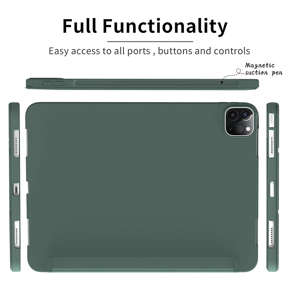 Case for iPad Pro 11 Inch 2022/2021/2020/2018, Slim Stand Soft Back Shell Flip Smart Cover 4th Gen 2022/3rd Gen 2021/ 2nd Gen 20