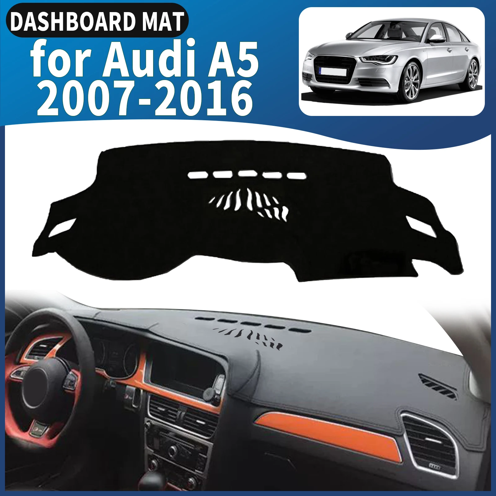 

Подходит для Audi A5 2016-2009: Коврик на приборную панель, защитный чехол от солнца, аксессуары из кожи