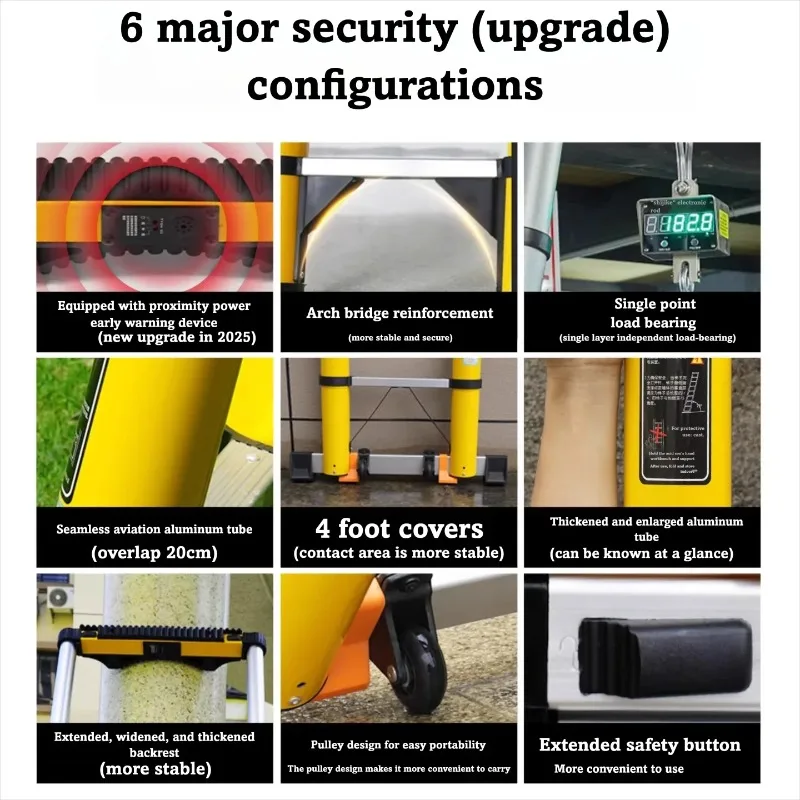 Aluminum Alloy Telescopic Ladder Electrician Grade Heavy Duty Design For Outdoor Engineering Applications