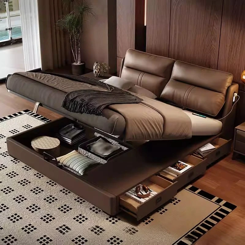 xx-Comforter Double Bed Luxury Italian Full Size Bedroom Double Bed Bases Headboards Bedframe Lit 2 Personnes Furniture^