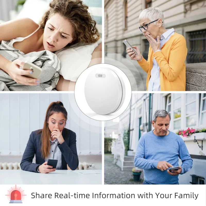 CPVAN Tuya Smart WiFi Smoke Detector and Carbon Monoxide Detector Home Security System Wireless Fire Detector Smoke Co Alarm