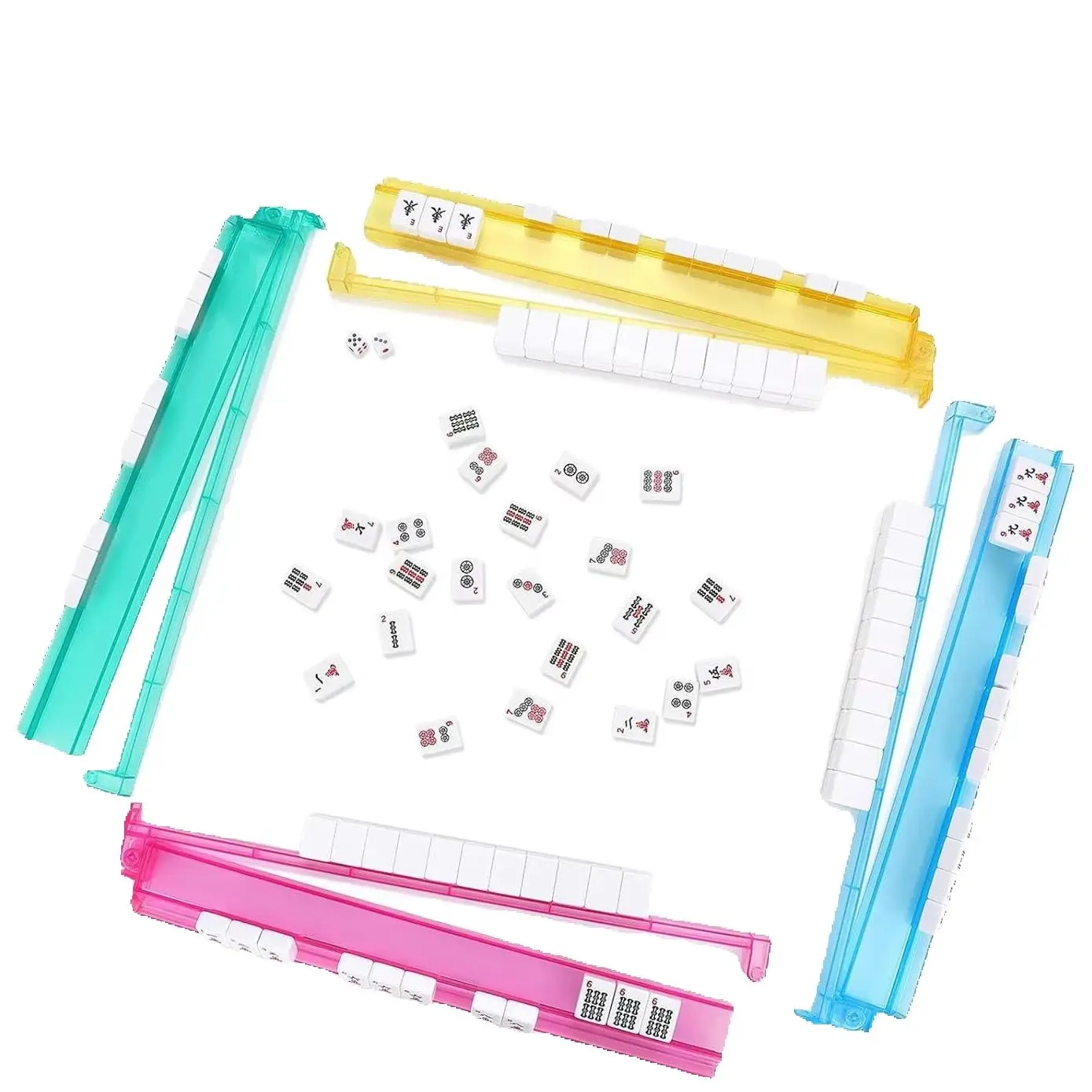 Custom Acrylic 18-Inch American-Style Mahjong Ruler with Push Rod 2-in-1 Four-Color Mahjong Ruler 4-Piece Game Accessory Set