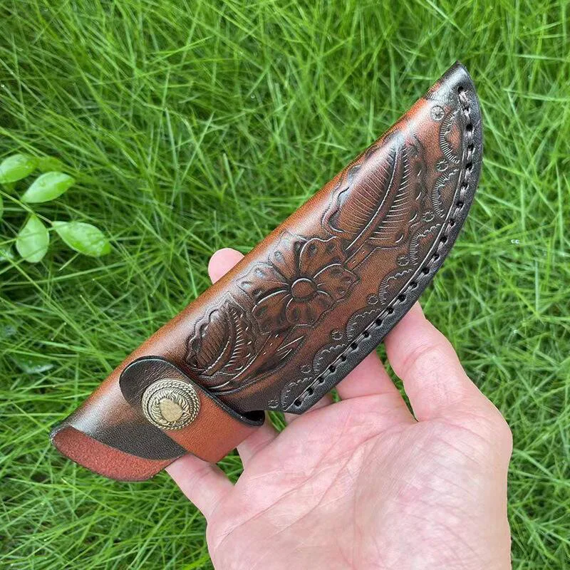 Soporte para cuchillos de hoja fija, Funda de cuero de vaca en relieve, funda para cuchillo de bolsillo, Funda de cuero, fundas para cuchillos de Camping, hebilla de cinturón