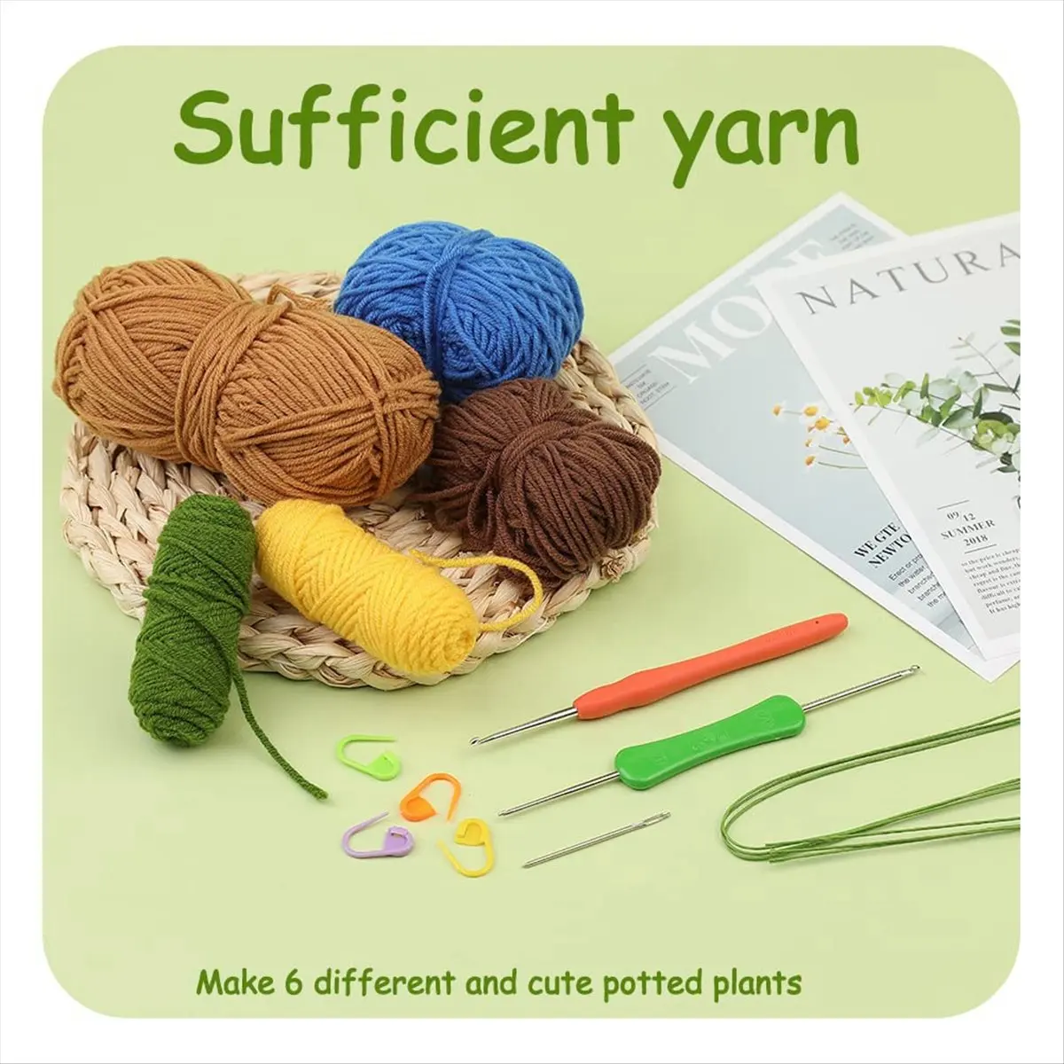 【Clearance Sale】6Pcs Crochet Potted Flowers Kit,Complete Crochet Kit for Beginners Adults with Step-By-Step Instructions Video T