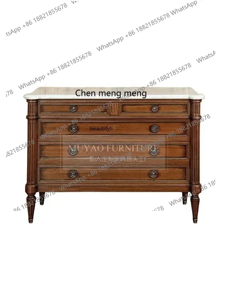 

2003Solid Wood Vintage Chest of Drawers Sideboard American Style Chest of Drawers Marble Bedroom Locker