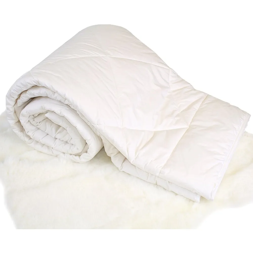 

Premium Australian Wool Duvet Insert Bed Comforter, Mid-Weight Wool Comforter, Organic Cotton Shell, Machine Washable, C