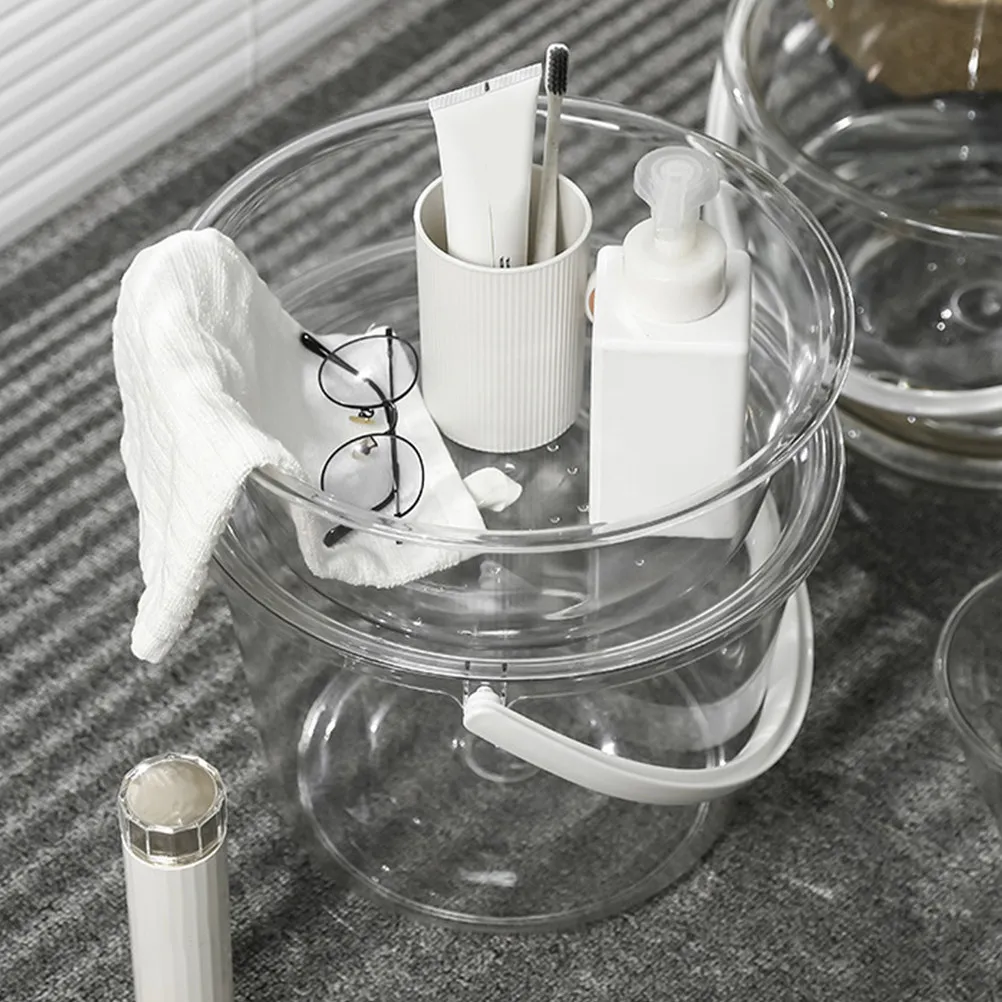 Transparent Portable Face Wash Basin – Clear Plastic Bucket with Wide Mouth for Facial Cleansing, Foot Soak & Laundry