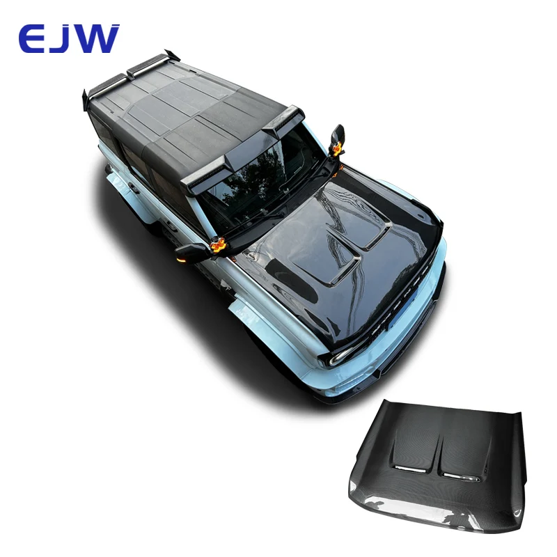 

Подходит для 2021 + Ford Bronco, модифицированный капот двигателя из углеродного волокна в стиле MBJ, высококачественный автомобильный капот Bronco