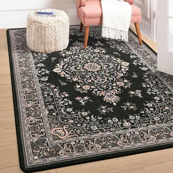 NOAHAS Washable Rugs for Living Room Non Slip Vintage Rug Faux Wool Floral Rug for Bedroom Dining Room Carpet Rug for Room Decor 1
