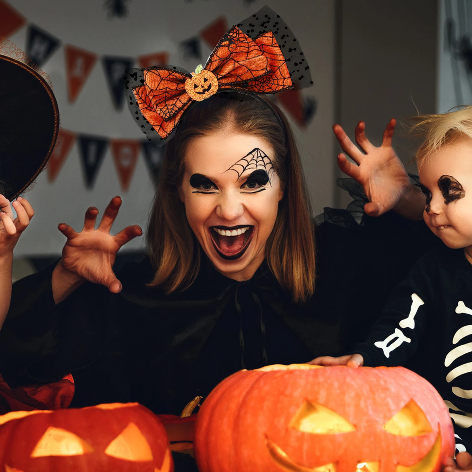 

Cute Halloween Pumpkin Bow-Knot Headband Adult Carnival Party Accessory Cosplay Headdress Prop Funny Halloween Headbands For