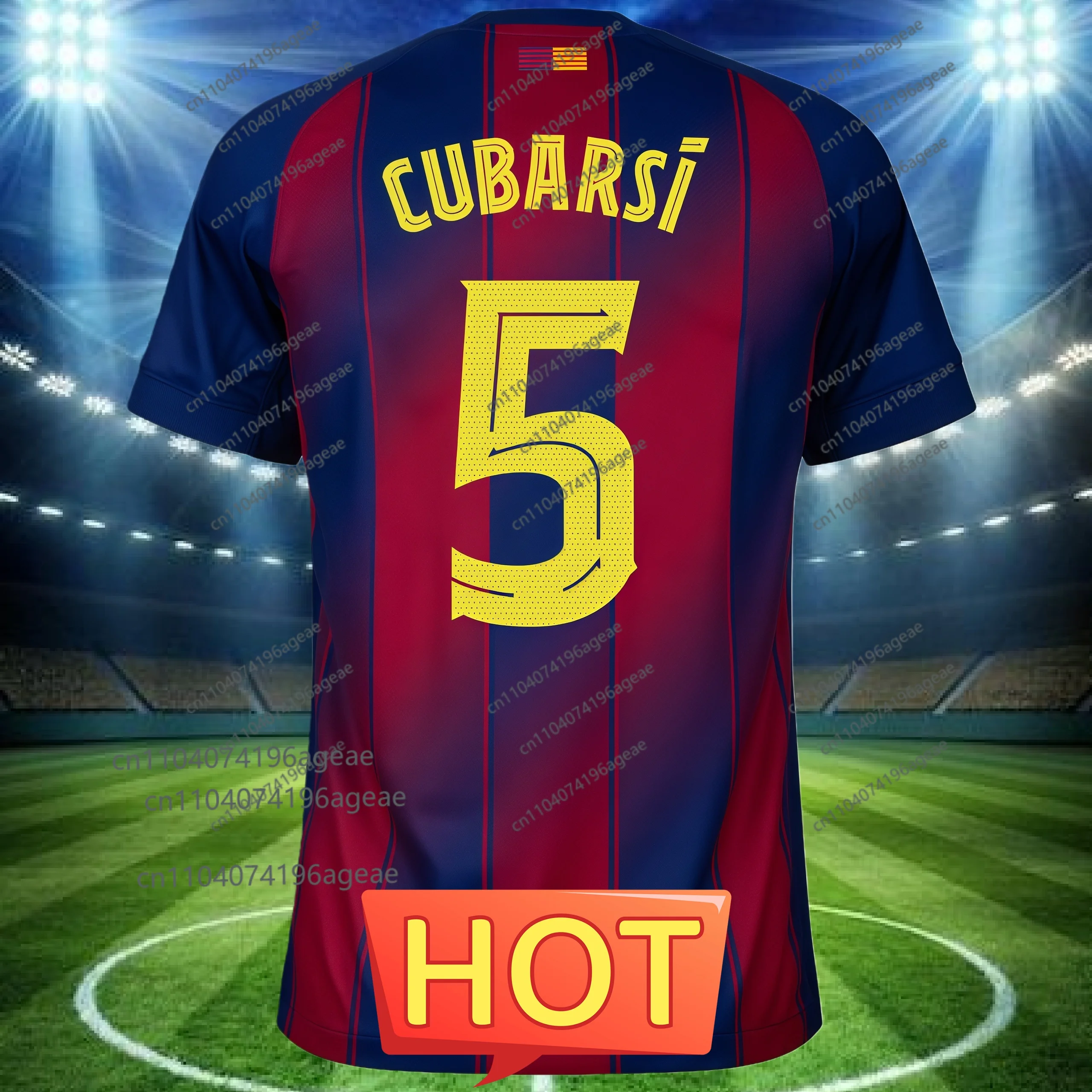 25-26 Camiseta de fútbol de manga corta impresa en 3D más vendida favorita de los fanáticos de Barça - Ropa de entrenamiento deportivo para hombres y mujeres