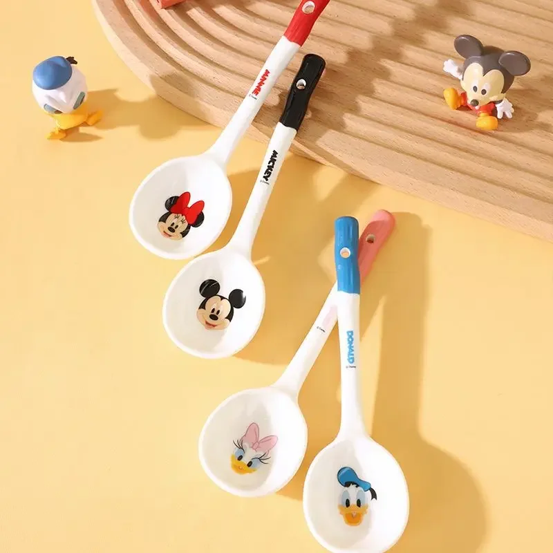 Disney Donald Duck Mickey Minnie Daisy cute creative cartoon pattern household multi-functional ceramic long-handled soup spoon