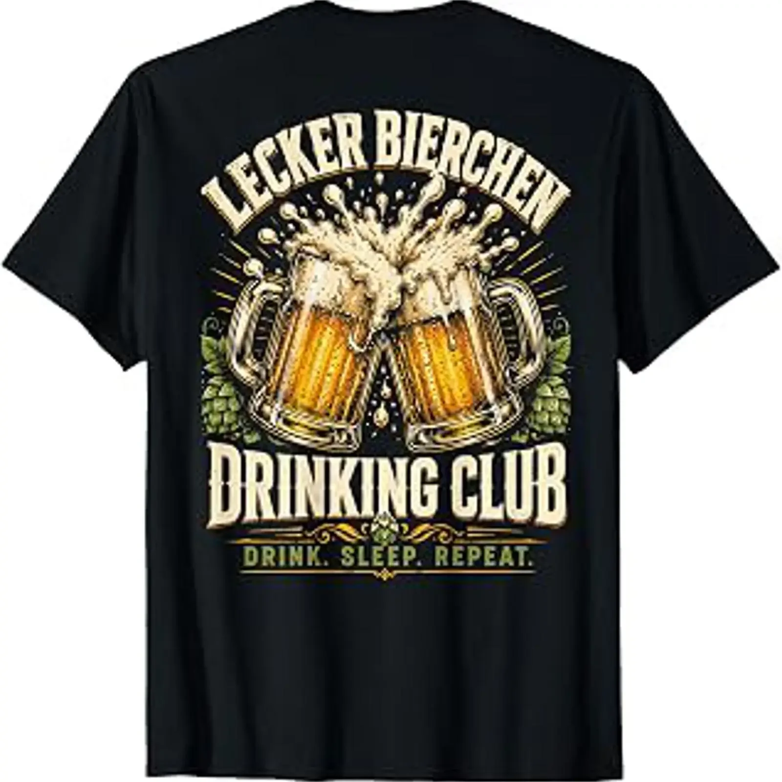 Sponsored Ad Lecker Bierchen Club Backprint Rückseiten Druck T Shirt vintage Washed graphic Breathable Slightly fashion homme