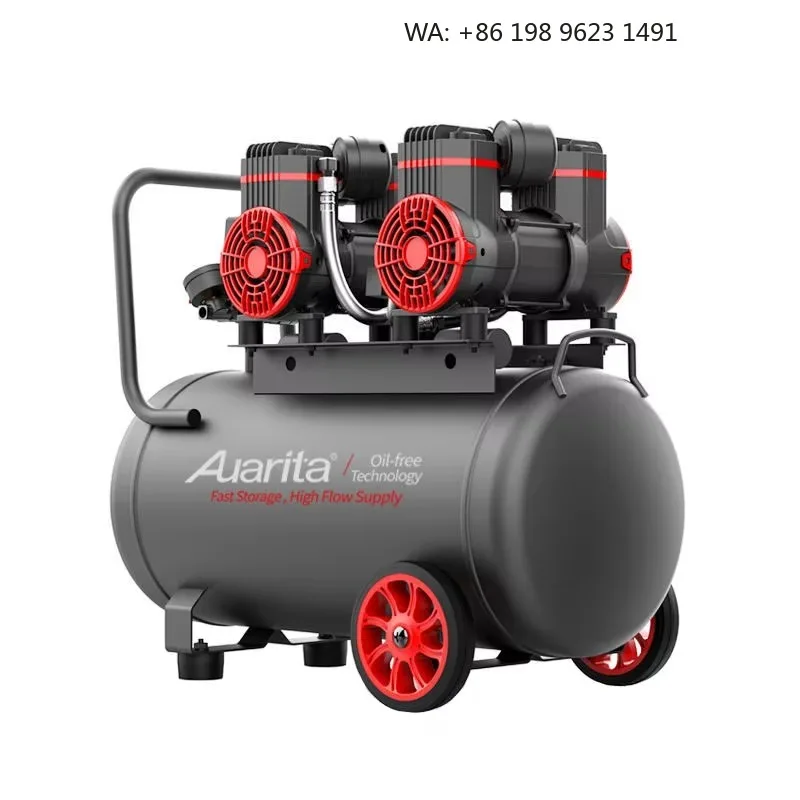 Auarita New Technology Long Life Double Piston  900w 40L 8 Bar Oilless Oil Free Paint Spray  Air Compressor