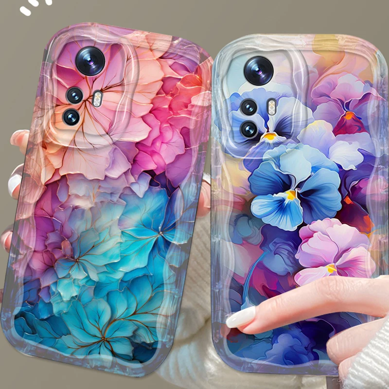 

Flower Luxury Beautiful Art For Xiaomi Mi 14 12 12T 11 Lite Poco M6 X6 X5 X4 X3 M3 F4 Pro GT NFC 5G Wave Oil TPU Phone Case