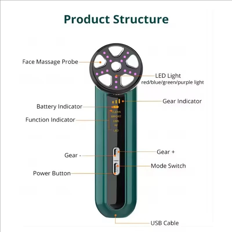 Beauty device Microcurrent RF beauty device household color light negative  facial massage instrument Led Licht Therapie