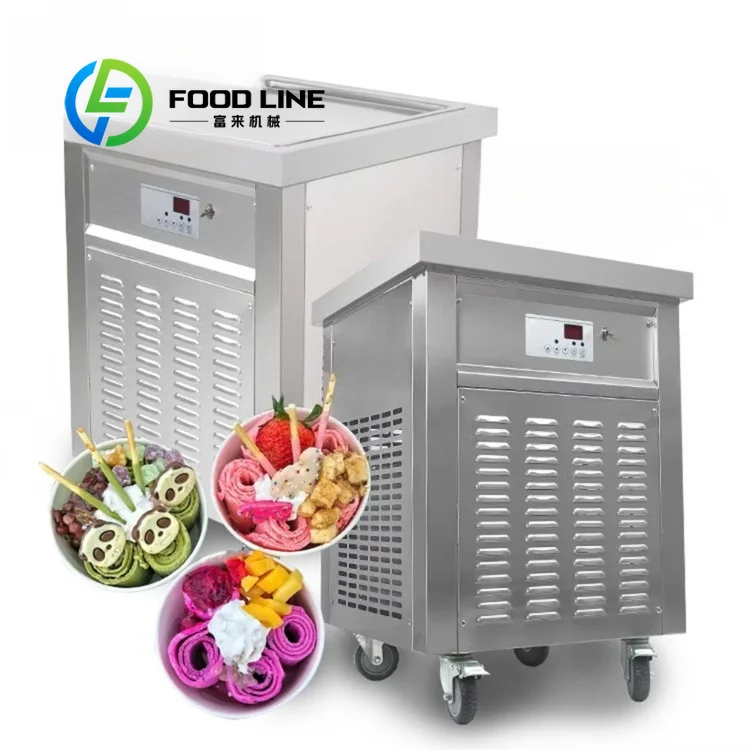 Multi Flavor Thai Ice Cream Roll Equipment Wide Adaptation For Milk Fruit Nut And Mixed Taste Rolled Ice Cream Processing