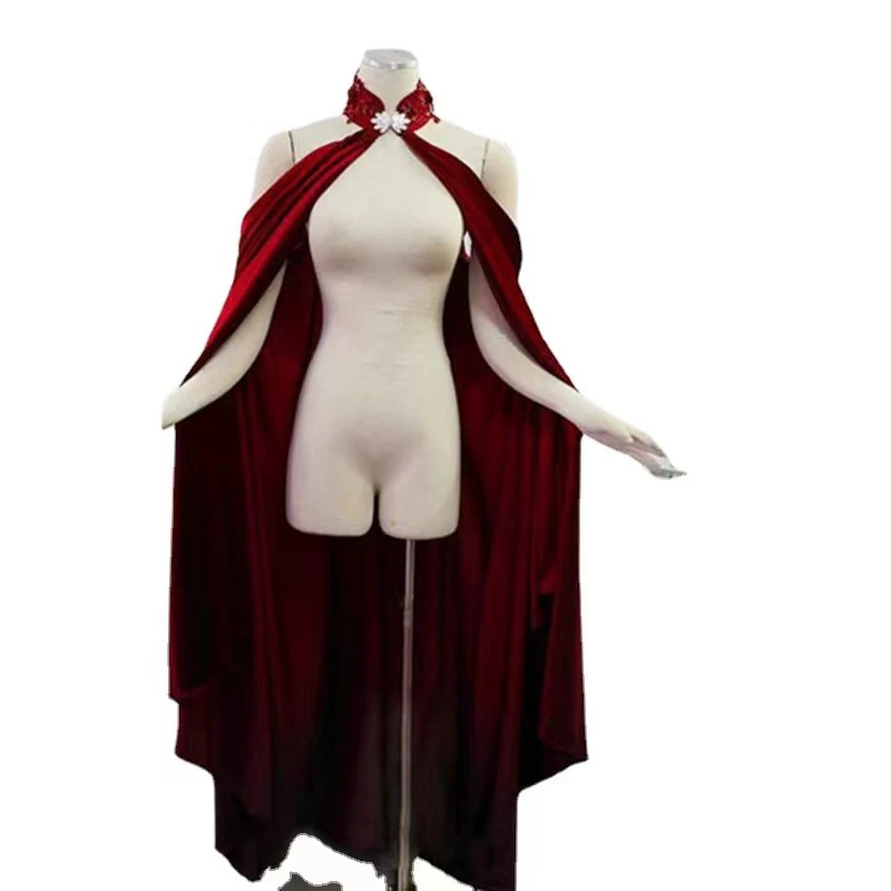 

Halloween costume women's singles party shawl cape medieval neck shawl cosplay witch bride party chiffon coat robe