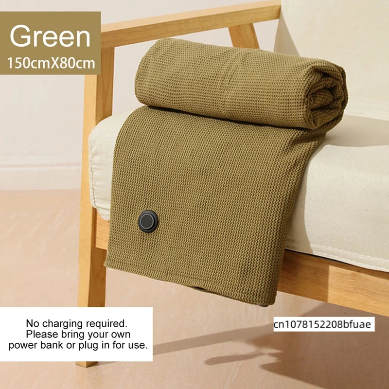 Corded Heated Blanket USB Powered Soft Zipper Shawl Wrap 3 Temperature Adjustment Warm Heating Scarf for Indoor Outdoor