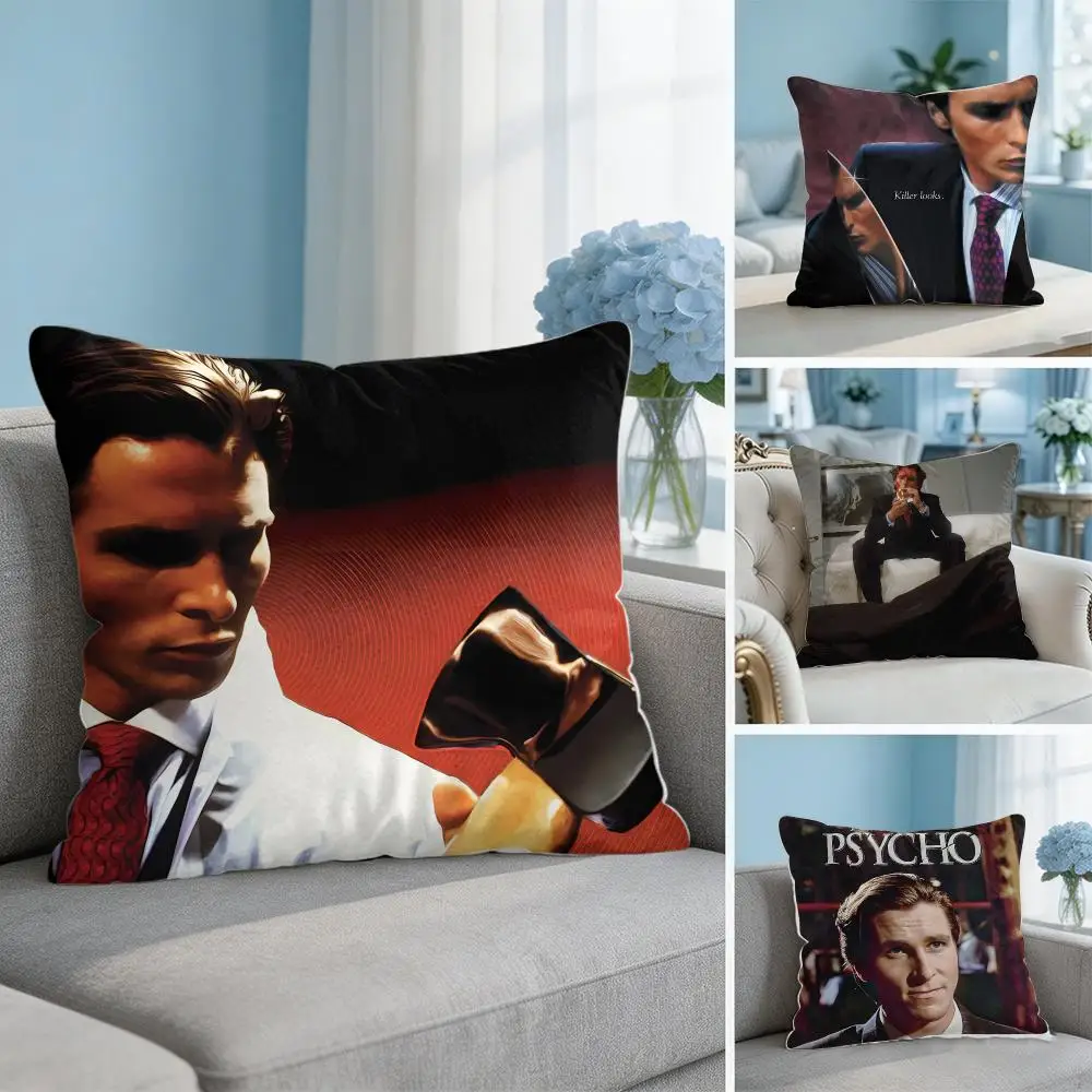 movie a-American Psycho Cushion Cover Soft Short Plush Throw Pillow Cover Hidden Zipper Cutecore Sofa Bedroom Home Decor