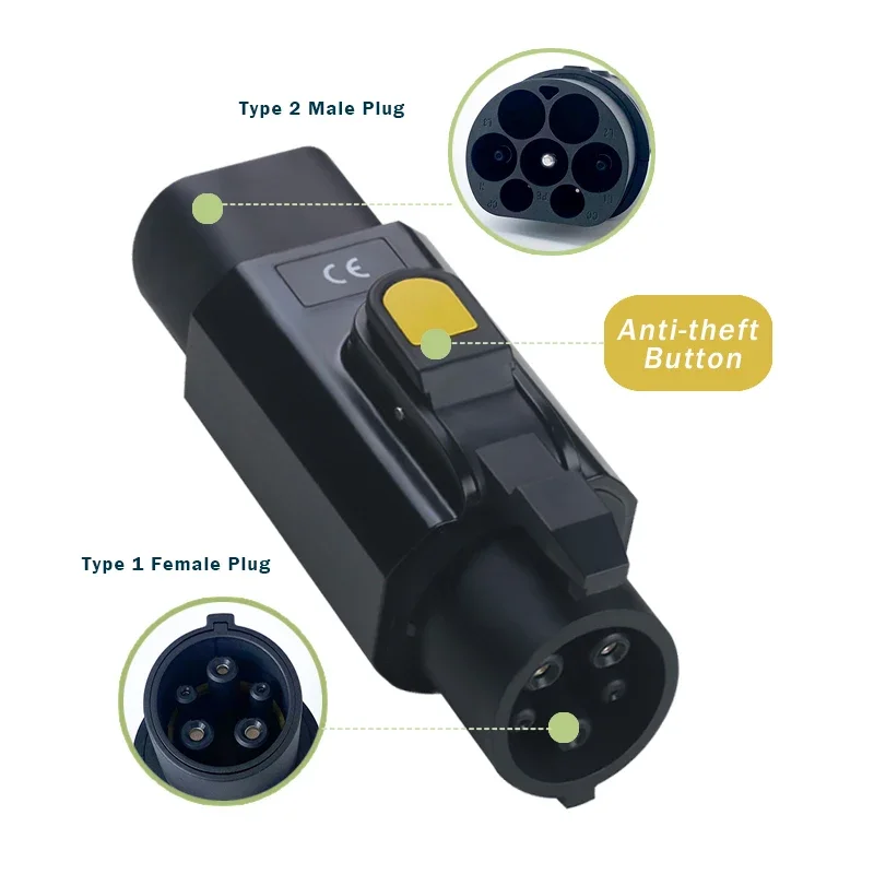 

Charging Charger Adapter Type 2 To 1 J1772 Charging Adapter 32A 250v 7kw Type1 Electric Vehicle EV