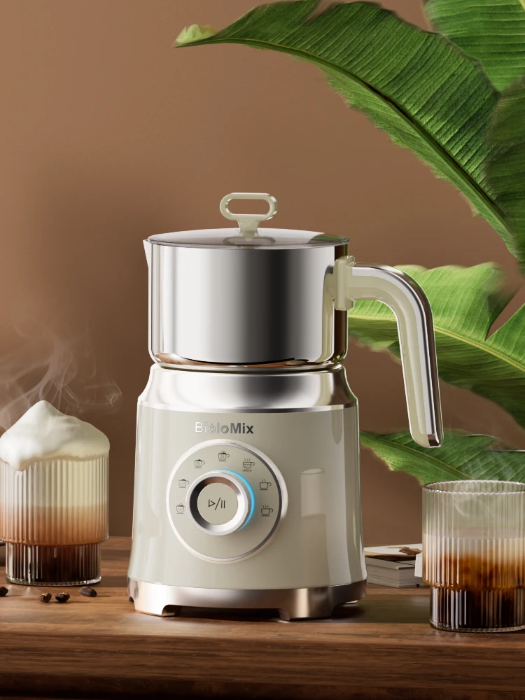 BioloMix 7-in-1 Abnehmbarer Elektrischer Milchaufschäumer Automatischer Heiß-Kalt-Schaum-Maker für Kaffee und heiße Schokolade