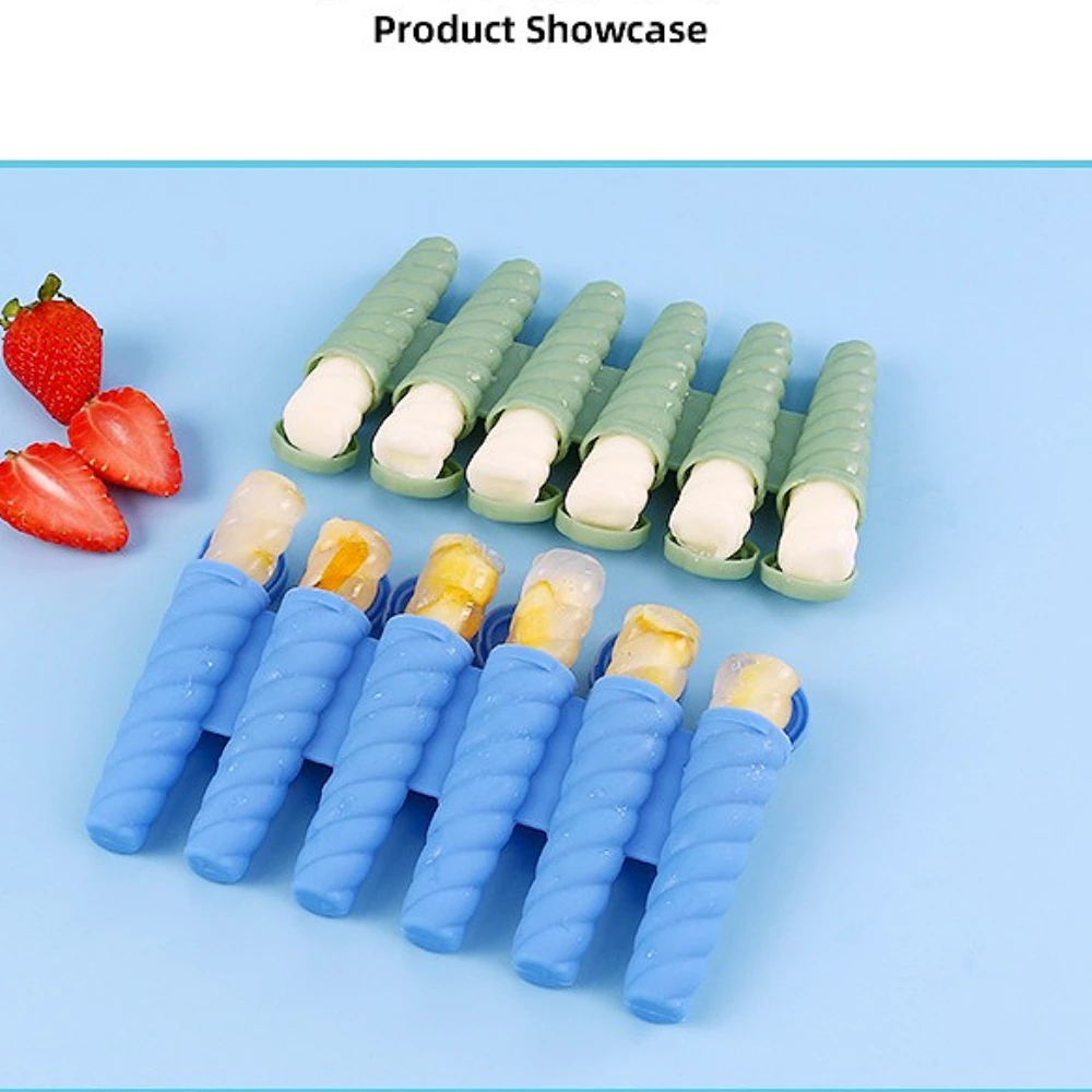 Silicone Popsicle Mold Tray 6-Hole Leak-Proof Snap-On Lids | Easy-Release for Homemade Popsicles & Frozen Yogurt Snacks