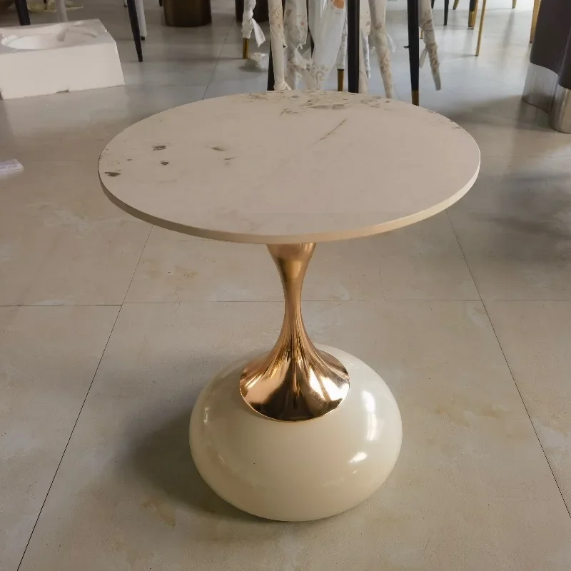 Modern Living Room Center Table, Marble Stainless Steel Sofa Side Table for Home Decor Furniture