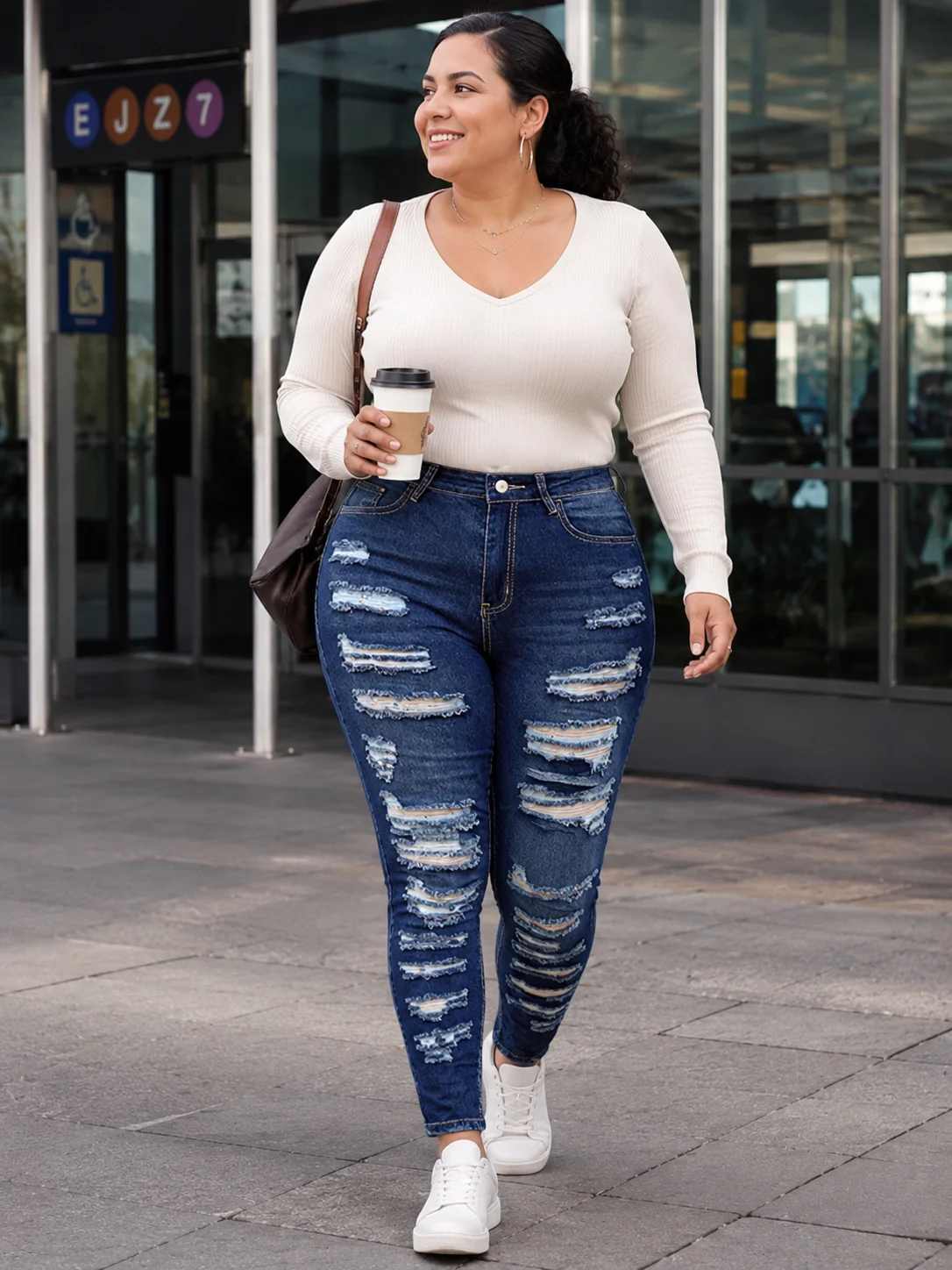Women's High Waist Ripped Jeans Skinny Vintage Distressed Washed Stretch Denim Pencil Pants, Streetwear Blue Jeans for Flawless Curves, Casual Summer Slim Fit Trousers