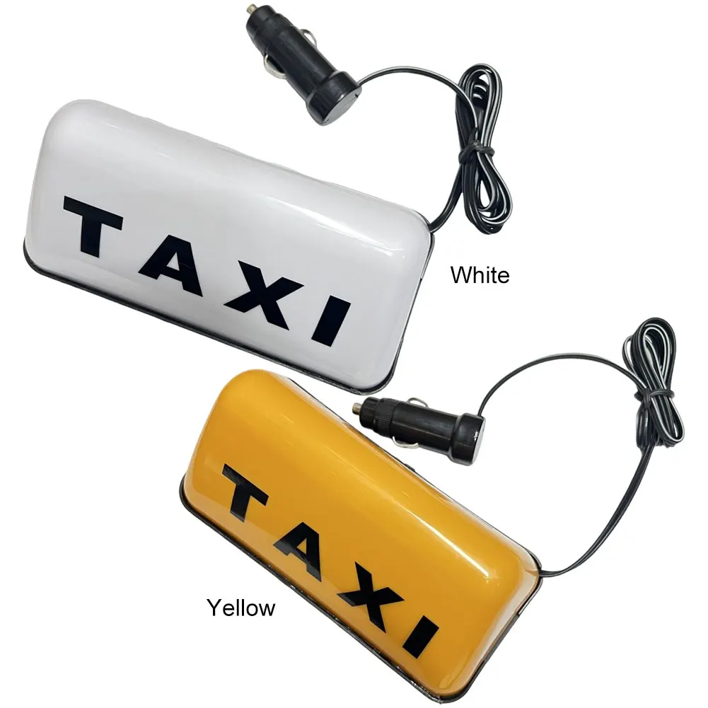 Luce per cupola per taxi Bianco/giallo 12V Luce per insegne per taxi alla moda con base adesiva COB Insegna per taxi Cabina Topper per tetto super luminoso