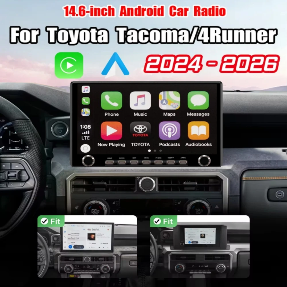 14.6 Inch Screen Android 14 For Toyota 4Runner SR5 2024-2026 Auto Radio Car GPS Player Navigation Head Unit Multimedia Stereo