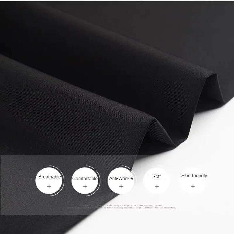 High Quality 4 Sides Stretch Nylon Fabric Plain By Meters for Clothes Dresses Pants Sewing Soft Textile Drape Anti-wrinkle Black