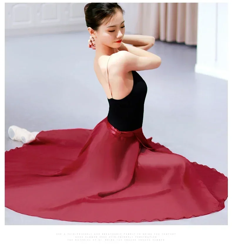 Chiffon Ballet Tutu Dance Skirt Dance Skate Wrap Scarf Ballerina Lyrical Long Ballet Skirt Gymnastics Ballet Dance Dress Women