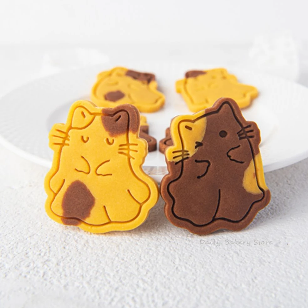 Ghost Kitten Cookie Mold Cute Cartoon Cat Ghost Fondant Cookie Cutter Frosting Dessert Decorating Tool Halloween Baking Supplies