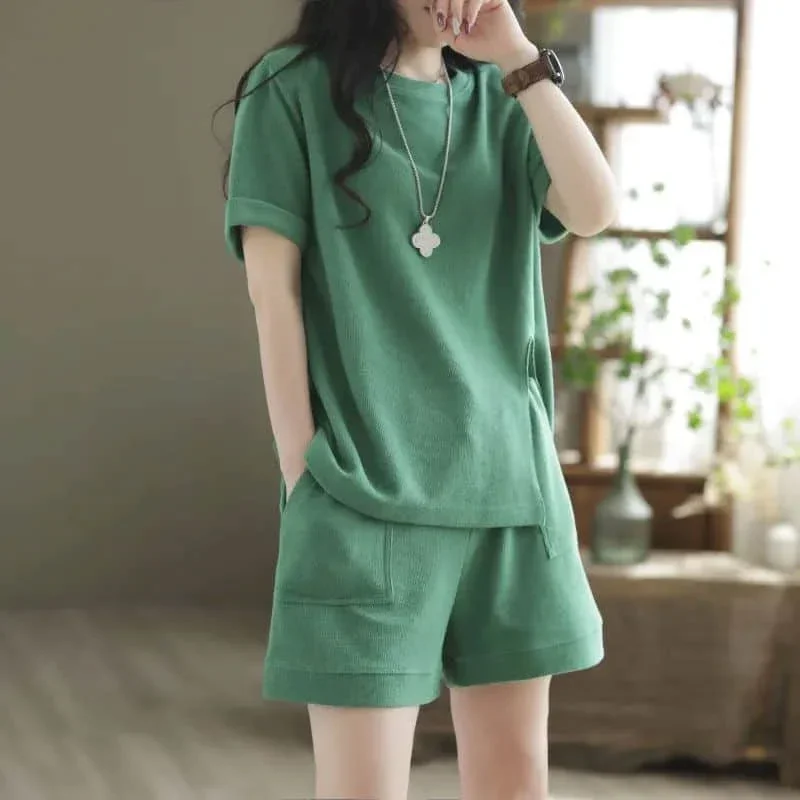 

Спортивные повседневные комплекты с шортами Футболка и брюки с круглым вырезом Комплекты из двух предметов Женская одежда Летняя спортивная одежда Костюмы Новые одинаковые комплекты