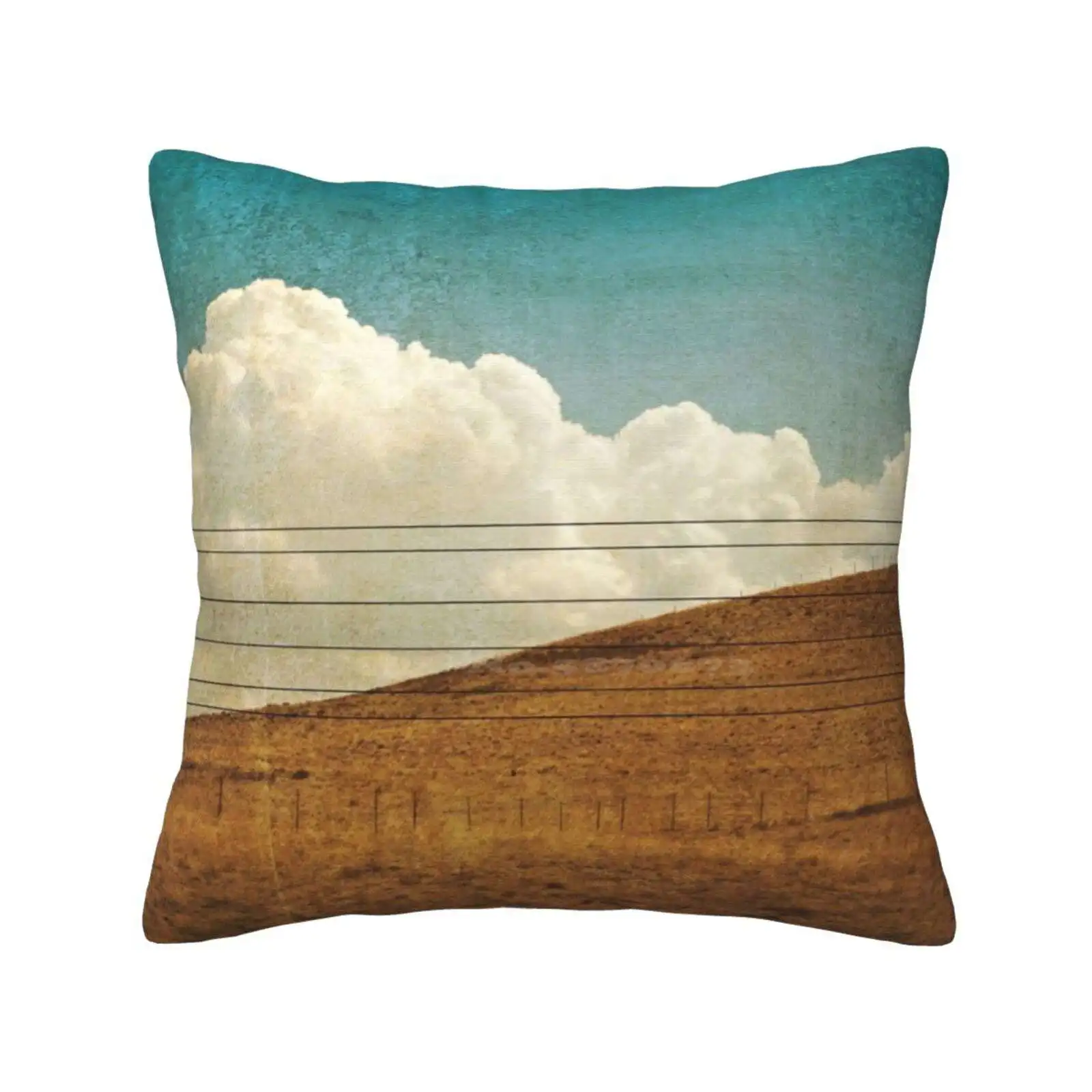 Parallel Bedroom Office Hug Pillowcase Road Land Country Sky Cloud Blue White Brown Wire Line Fence Texture Iran Tehran Day