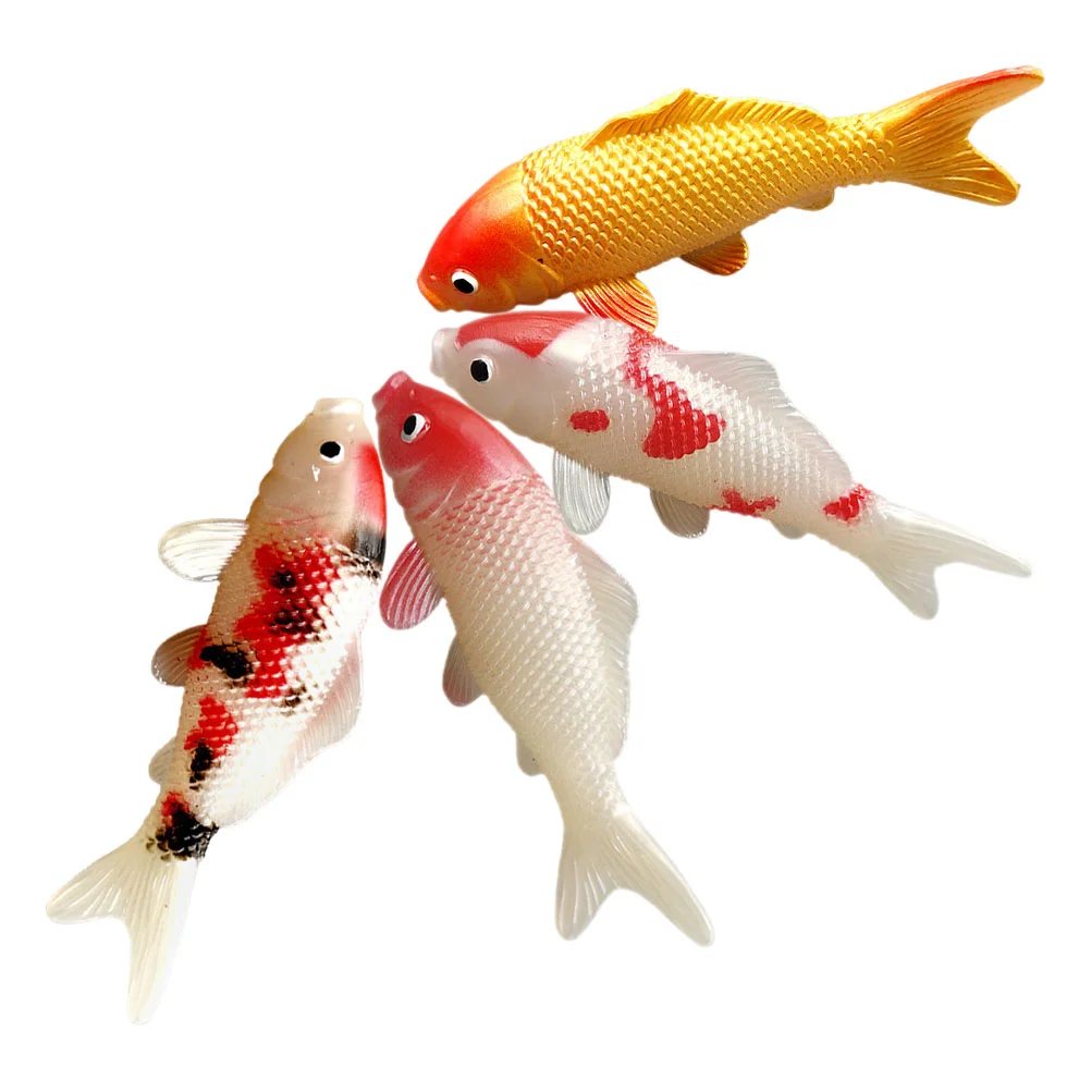 Figurines décoratives réalistes de faux poisson, modèle Koi simulé, illustration de carpe, 4 pièces