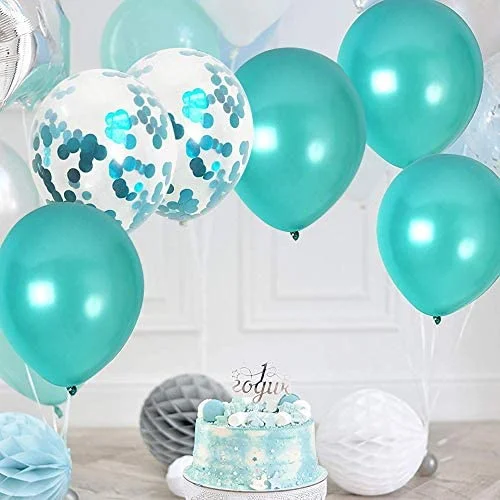 Blaugrüne türkisfarbene Luftballons und türkisfarbene Konfetti-Ballons für Party, Geburtstag, Hochzeit, Verlobung, Abschlusszubehör – Detail 5