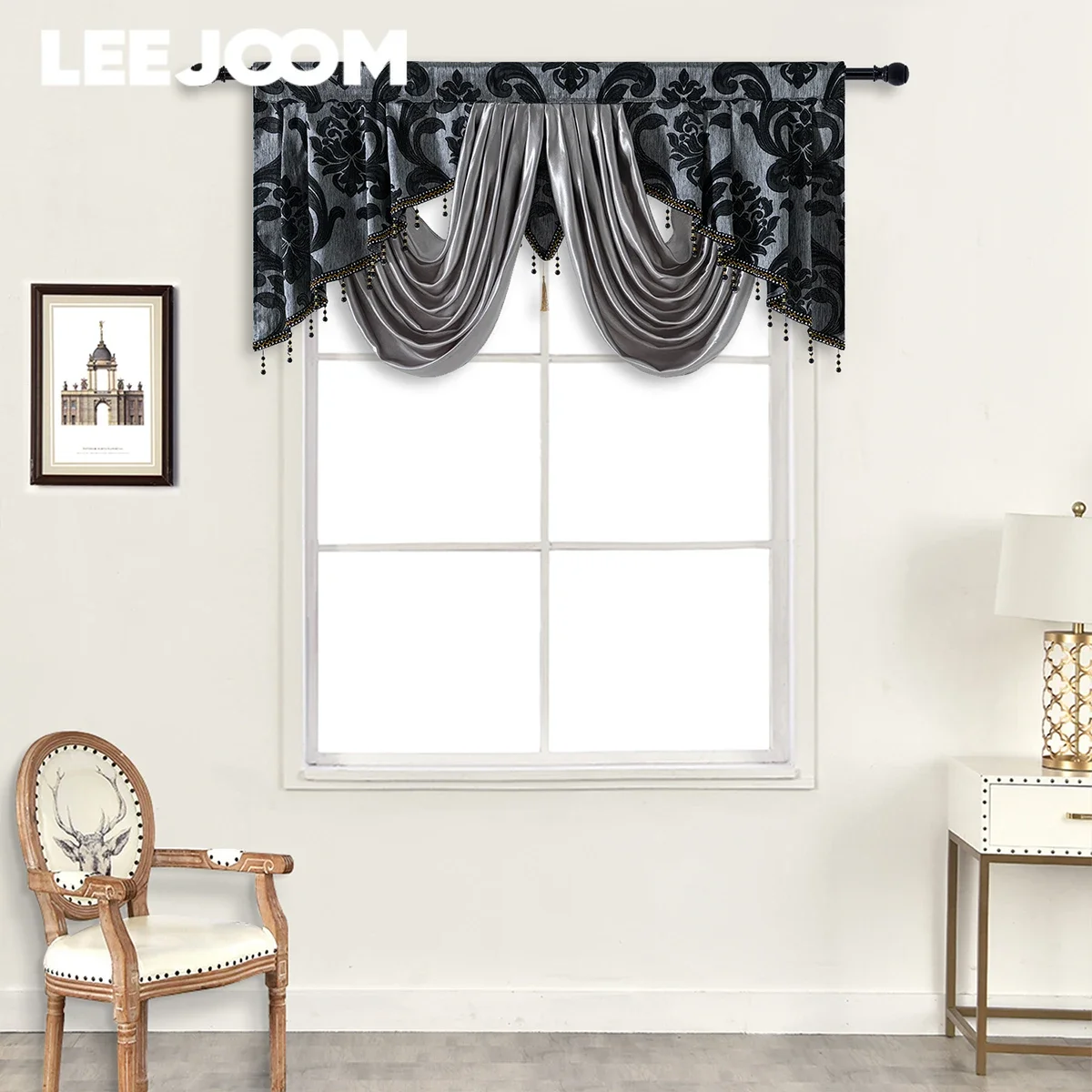 

LEEJOM Modern Home 100% Polyester Multicolor Jacquard Design Curtain Head Decoration Living Room Bedroom Kitchen