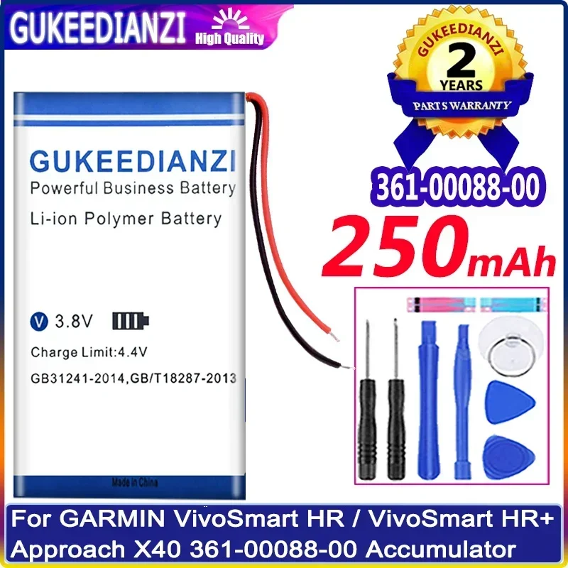 

Аккумулятор GUKEEDIANZI 250 мАч для Garmin VivoSmart HR / VivoSmart HR + подход X40 361-00088-00, Аккумулятор 3,7 в, 2-проводной