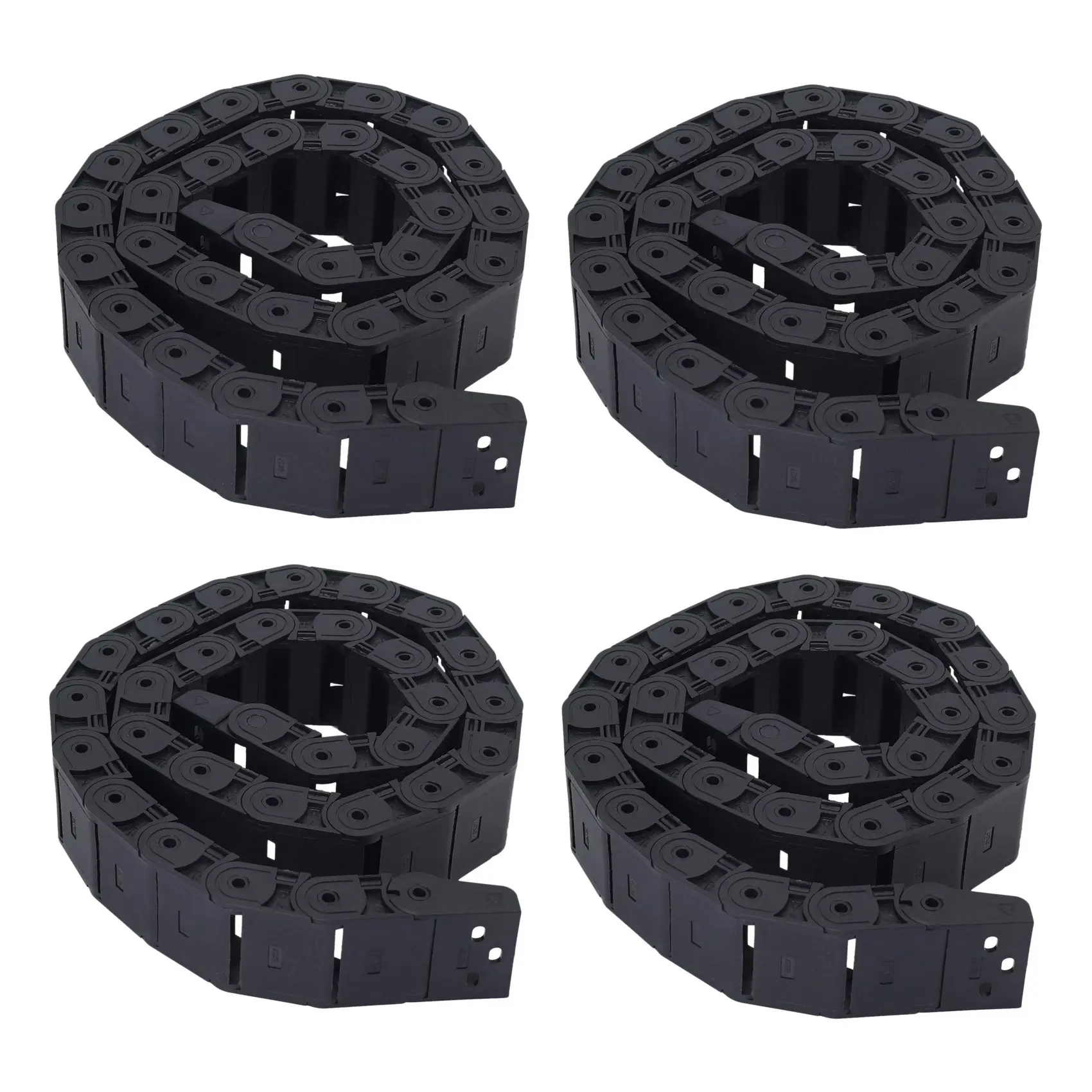 THIVN-4Pcs 18Mm X 37Mm Black Flexible Semi Enclosed Cable Drag Chain 1M 39.4 Inch