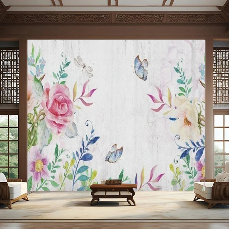 Nordic Style Minimalist Colorful Rose-Shaped Silhouette Beautiful Rural-Style Manor Decoration Painting For TV Background Wall