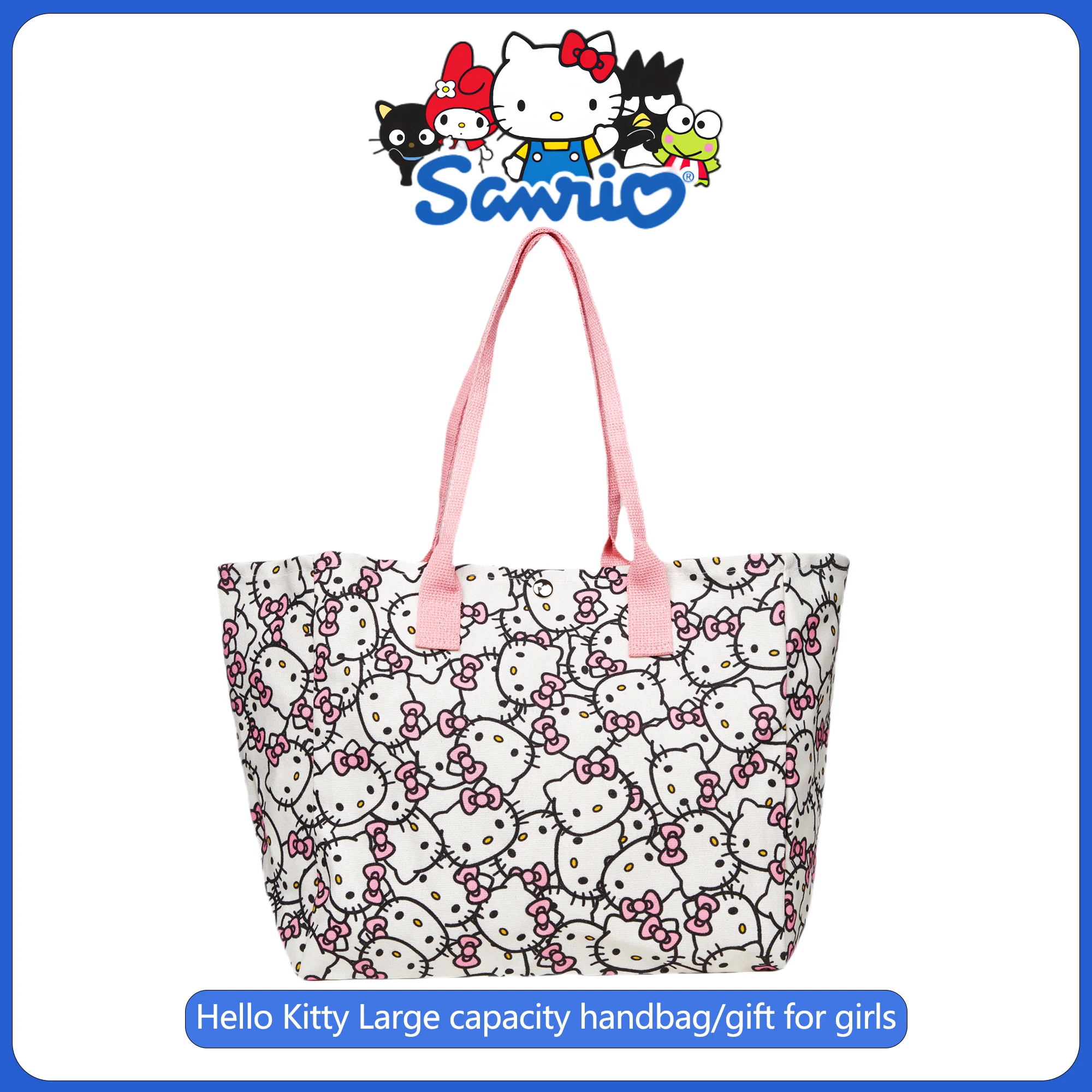 

Sanrio Hello Kitty cute canvas bag Women 2024 new cartoon cat shoulder bag Commuter Tote Everything stylish shoulder bag