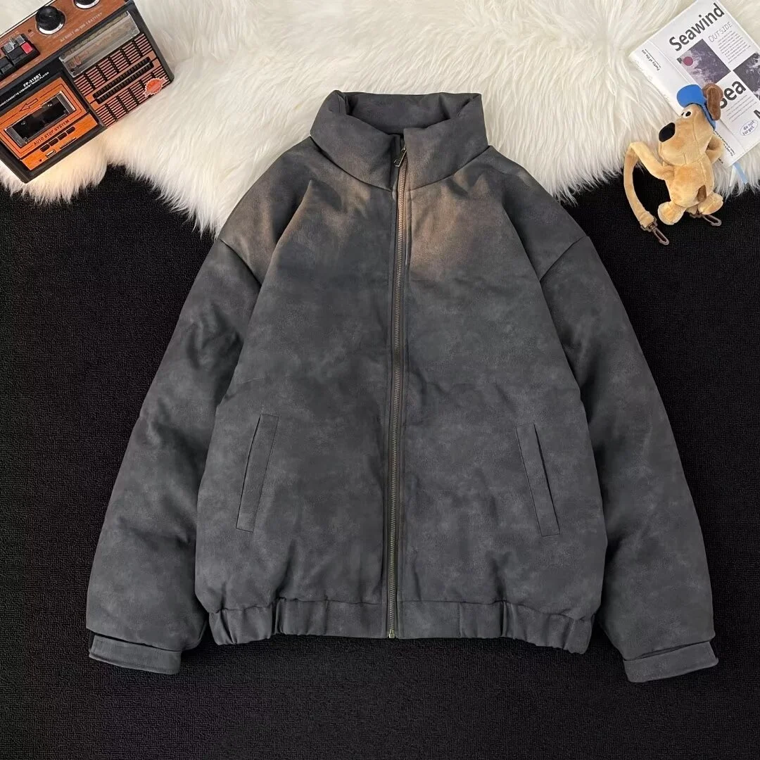 

Men's Thickened Cotton Jacket Stand Collar Suede Autumn Winter Large Size 250 Pounds Casual Fashion Youth Brand Outerwear