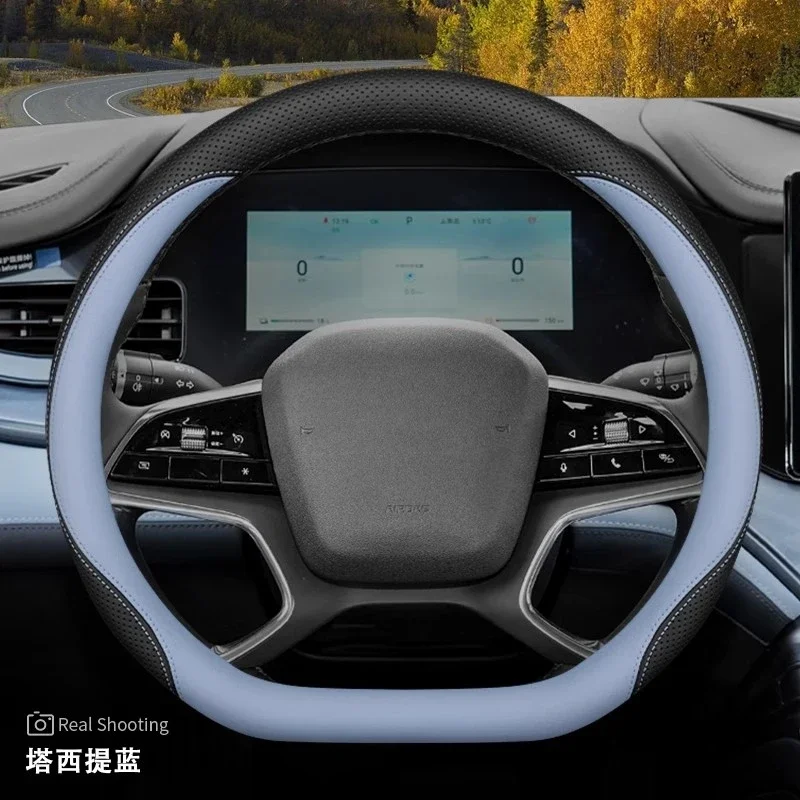 

For BYD Seal ATTO 4 ATTO4 Original Colour Car Steering Wheel Cover Interior Genuine Leather Breathe Nappa