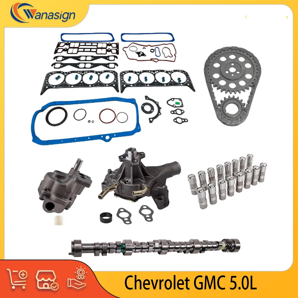 

Engine Parts Rebuild Overhaul Gasket Camshaft Timing Chain Oil Pump Kit Fit GM 5.0 L V8 Gas For Chevrolet GMC 5.0L OHV Vortec